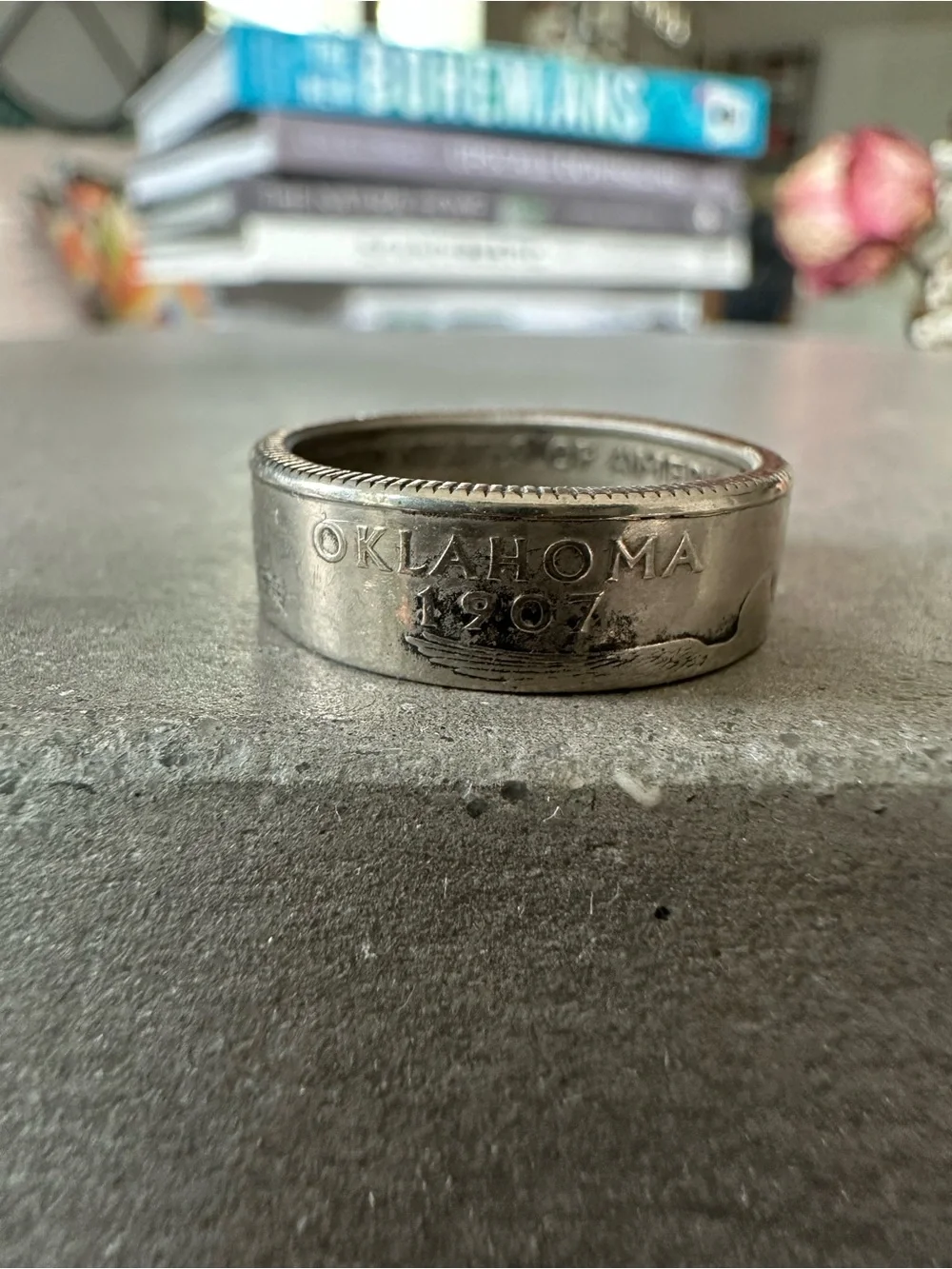 Oklahoma 1907 Quarter Dollar Coin Ring